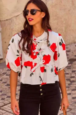 BLOUSE ADALINE ROSE ROUGE
