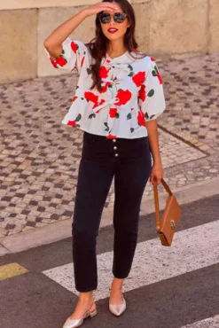BLOUSE ADALINE ROSE ROUGE