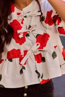 BLOUSE ADALINE ROSE ROUGE