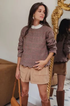 BLOUSE BALTHAZAR DAMIER ACAJOU