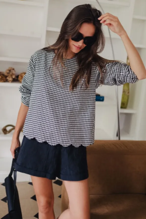 BLOUSE BALTHAZAR PIED DE POULE