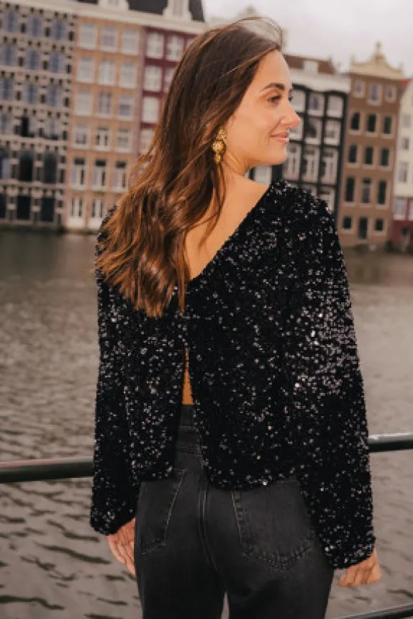 BLOUSE CALIOPE SEQUIN NOIR