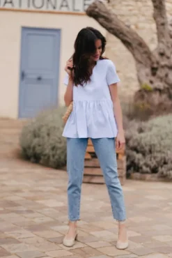 BLOUSE MARTHA BLEU COTON