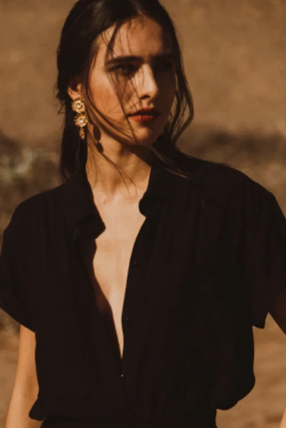 CHEMISE MARCO LIN VISCOSE NOIR