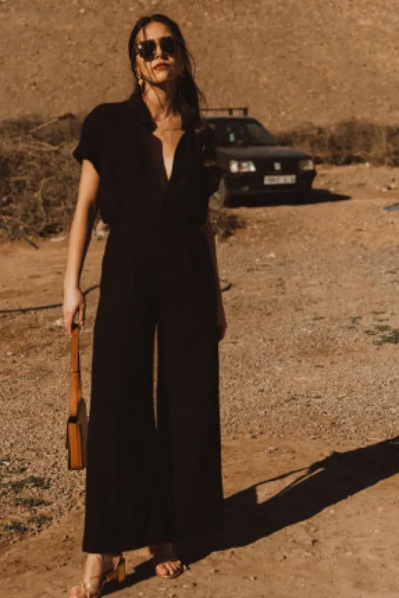 CHEMISE MARCO LIN VISCOSE NOIR