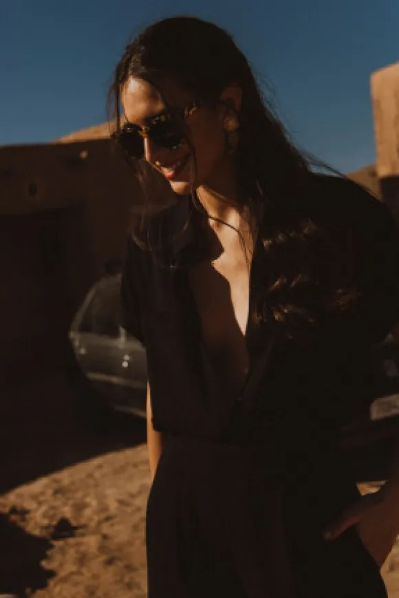 CHEMISE MARCO LIN VISCOSE NOIR