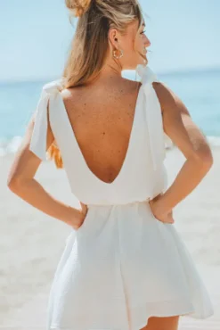 COMBISHORT FLEURINE BLANC COTON