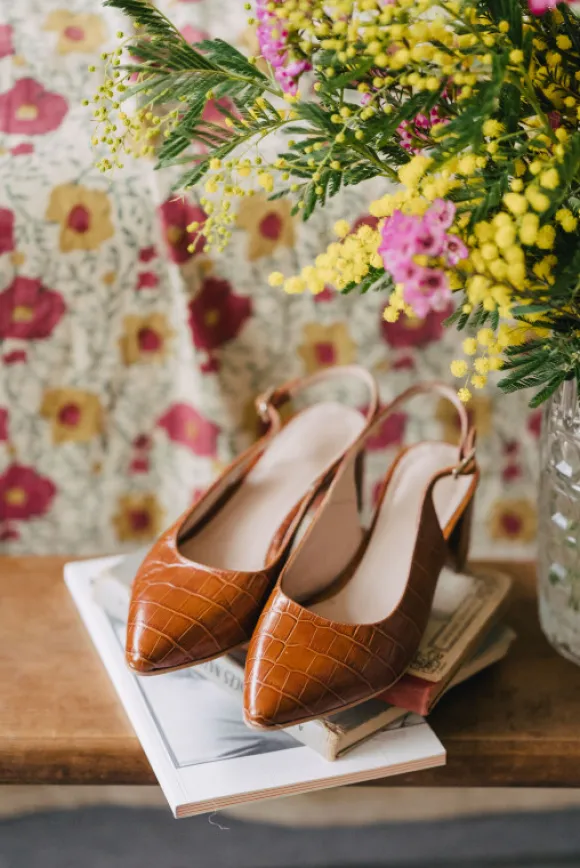 ESCARPINS SLOAN CROCO CAMEL
