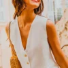 GILET MARCEL LIN VISCOSE BLANC