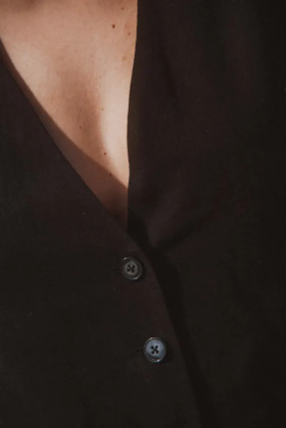 GILET MARCEL LIN VISCOSE NOIR