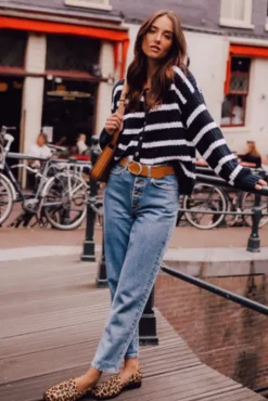 GILET RICO MARINE ÉCRU