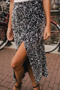 JUPE LÉANA SEQUIN ARGENT