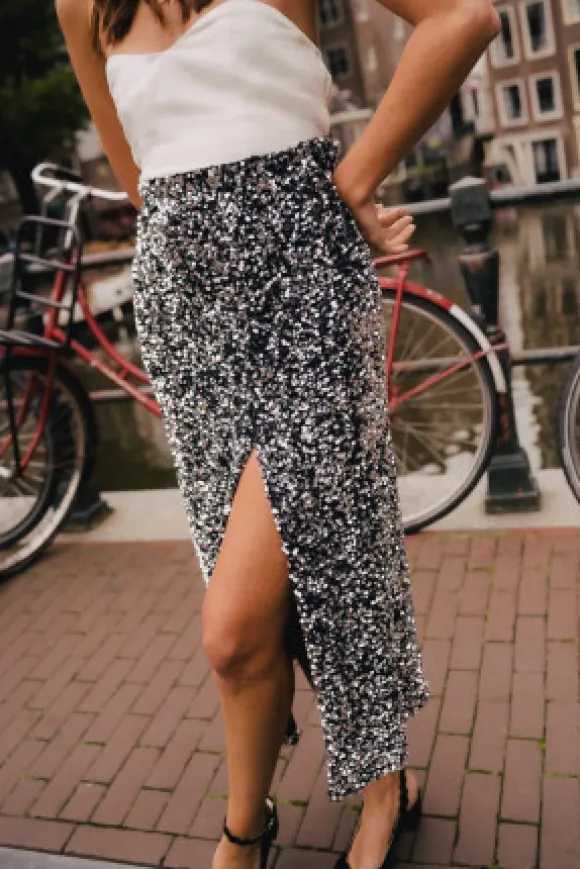 JUPE LÉANA SEQUIN ARGENT