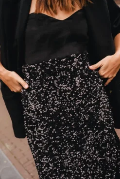 JUPE LÉANA SEQUIN NOIR