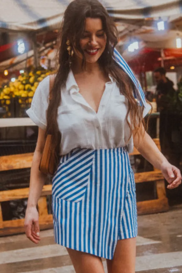 JUPE SHORT MILEY STRIPES BLUE