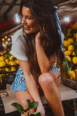 JUPE SHORT MILEY STRIPES BLUE