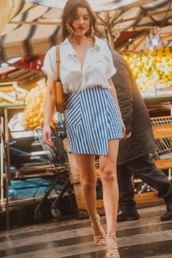 JUPE SHORT MILEY STRIPES BLUE
