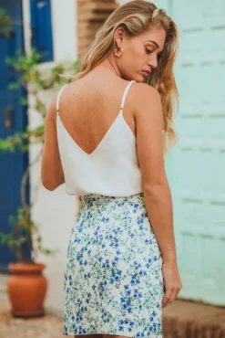JUPE YSEULT PORCELAINE BLEU