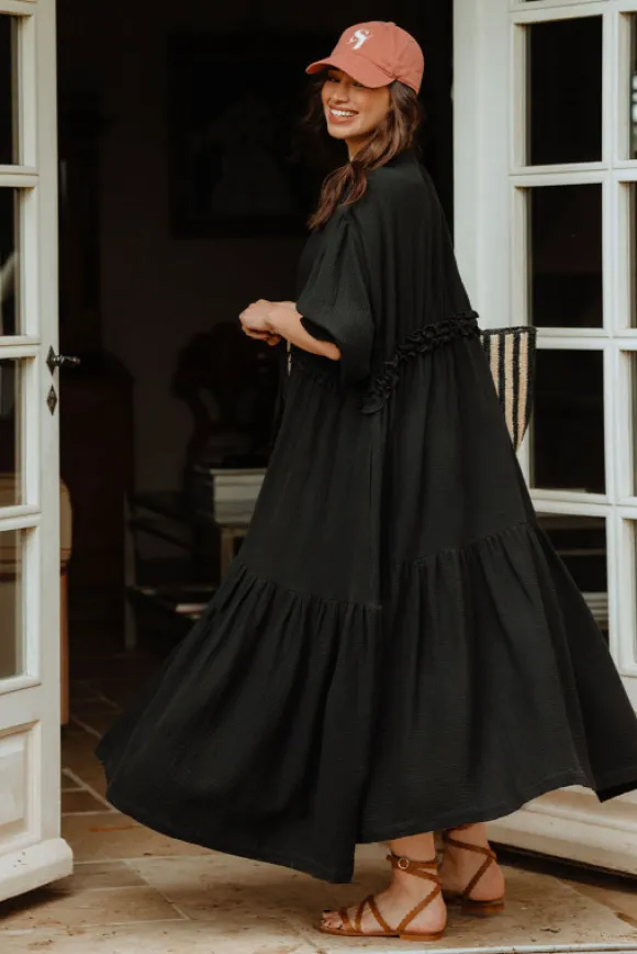 KIMONO BAO NOIR COTON