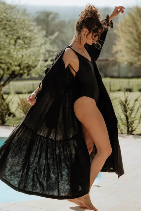 KIMONO BAO NOIR COTON