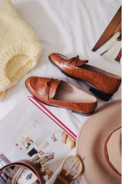 MOCASSINS CONRAD CROCO CAMEL