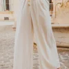 PANTALON SYBILE LIN VISCOSE BLANC
