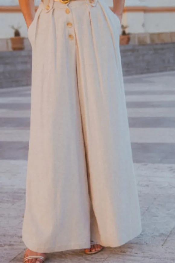 PANTALON SYBILE LIN VISCOSE BEIGE