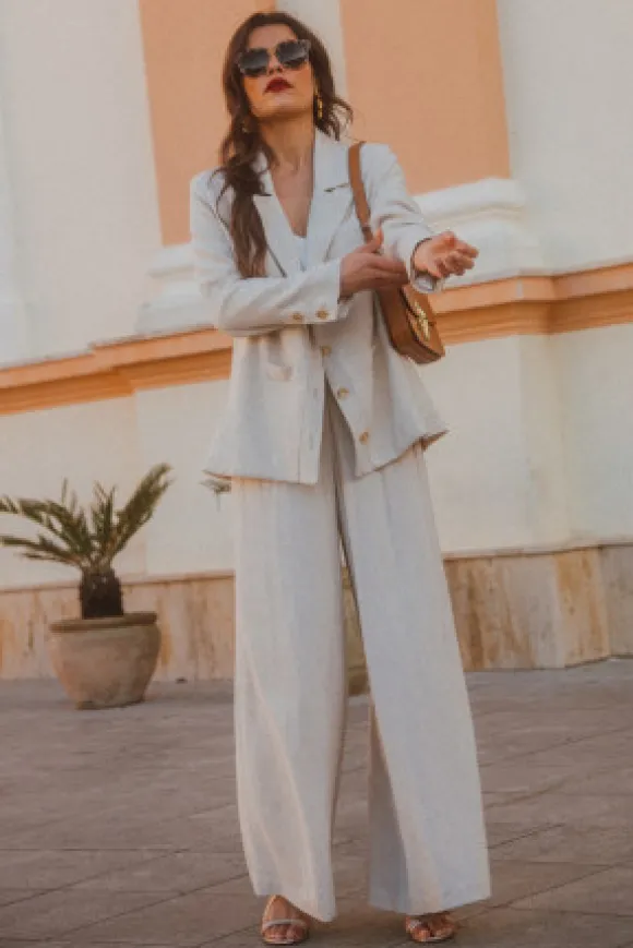 PANTALON SYBILE LIN VISCOSE BEIGE