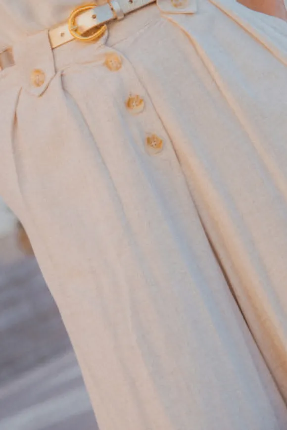 PANTALON SYBILE LIN VISCOSE BEIGE