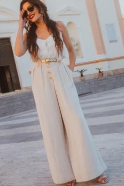 PANTALON SYBILE LIN VISCOSE BEIGE