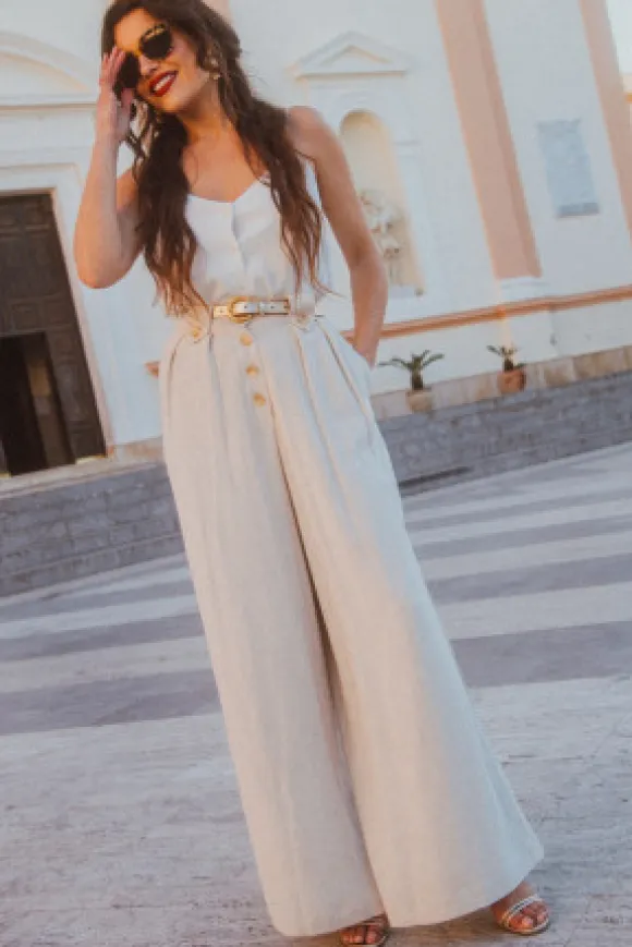 PANTALON SYBILE LIN VISCOSE BEIGE