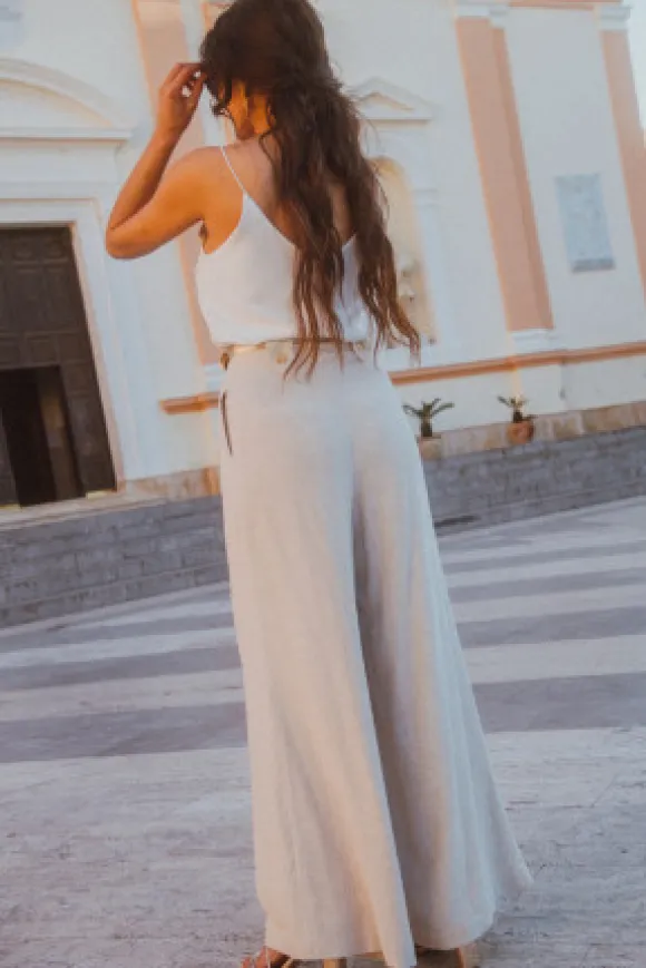PANTALON SYBILE LIN VISCOSE BEIGE