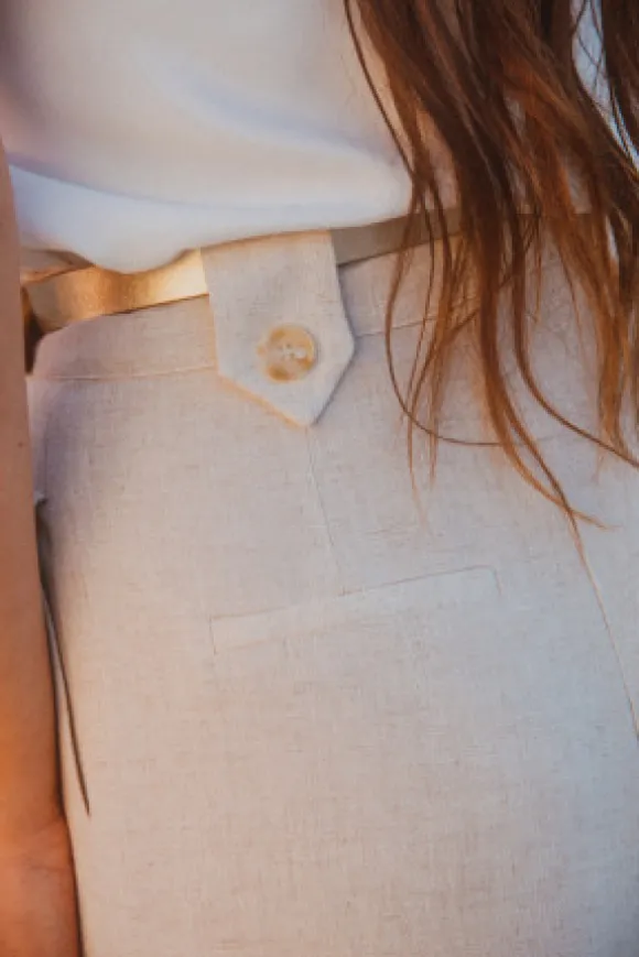 PANTALON SYBILE LIN VISCOSE BEIGE