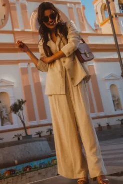 PANTALON SYBILE LIN VISCOSE BEIGE