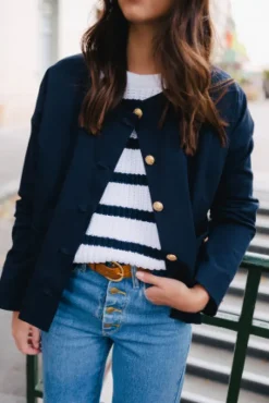 PULL CISTE ECRU MARINE