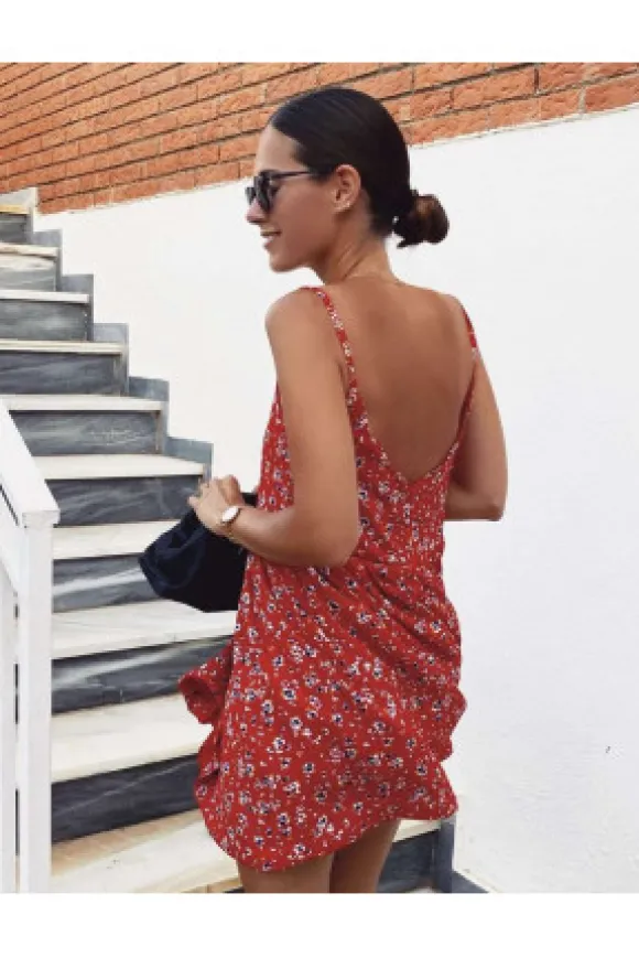ROBE ADÈLE ROUGE FLEURI