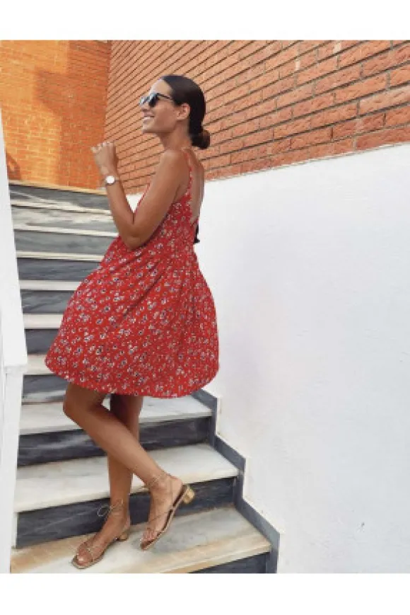 ROBE ADÈLE ROUGE FLEURI