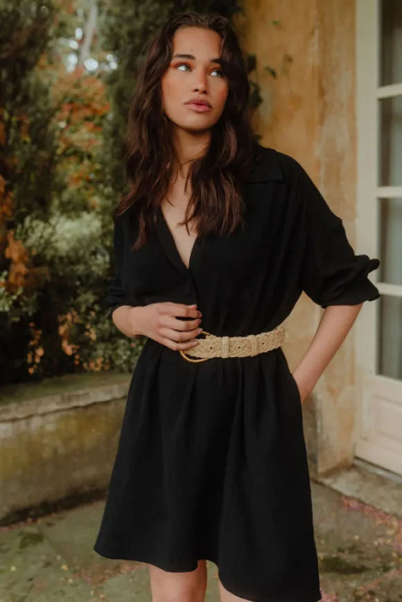 ROBE ATYS NOIR COTON