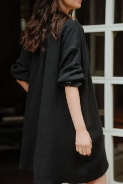 ROBE ATYS NOIR COTON