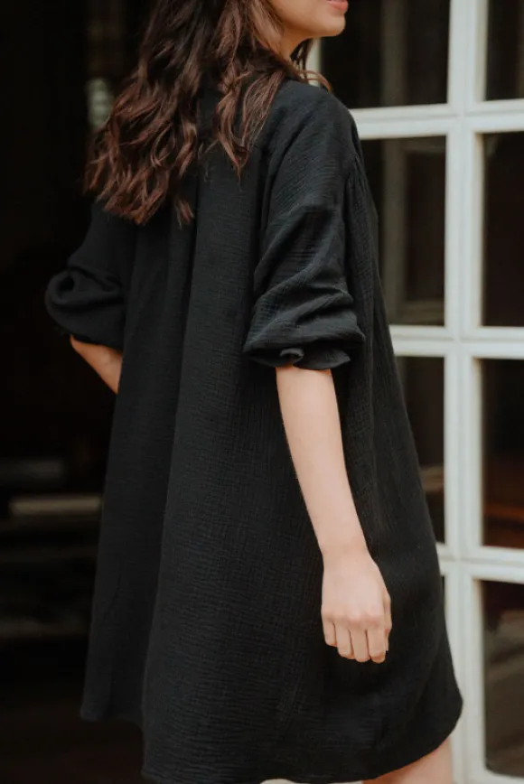 ROBE ATYS NOIR COTON