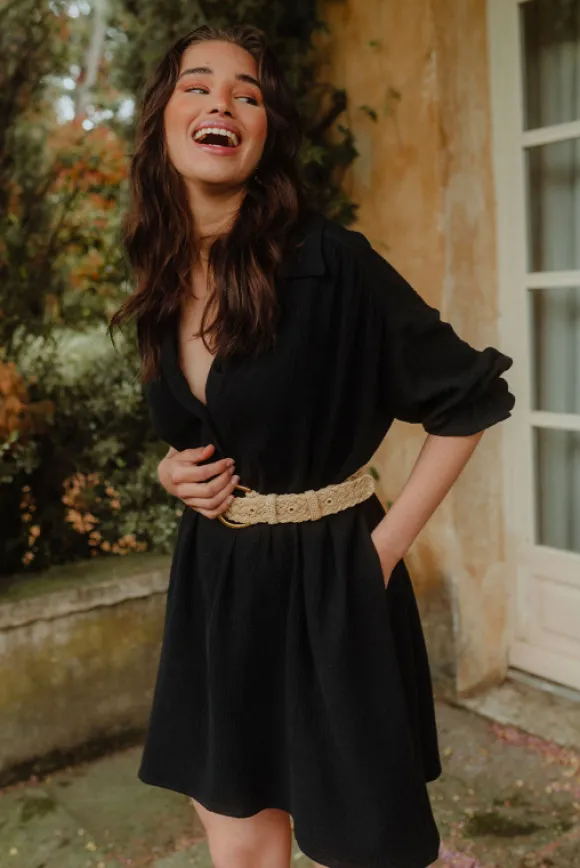 ROBE ATYS NOIR COTON