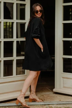 ROBE ATYS NOIR COTON