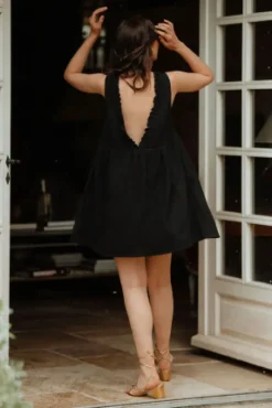 ROBE FANNY NOIR COTON