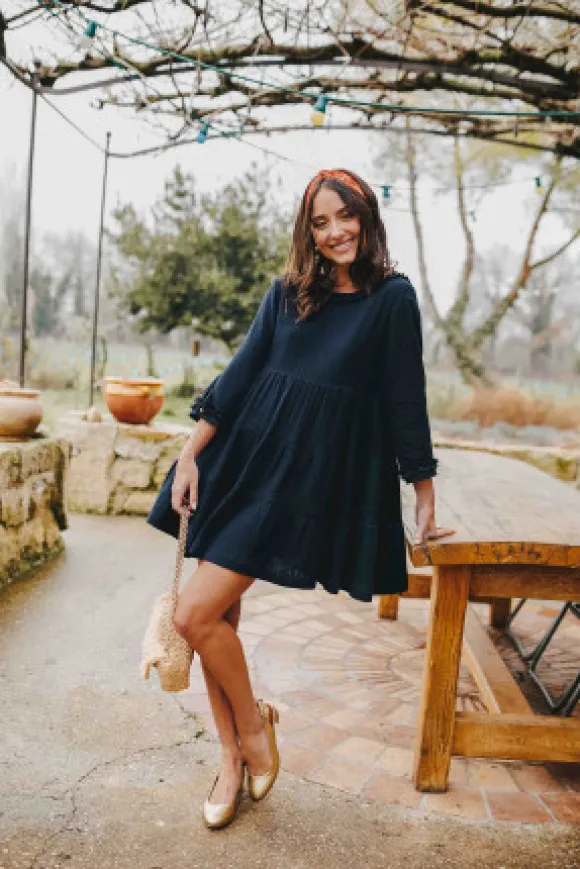 ROBE ISSA NOIR COTON