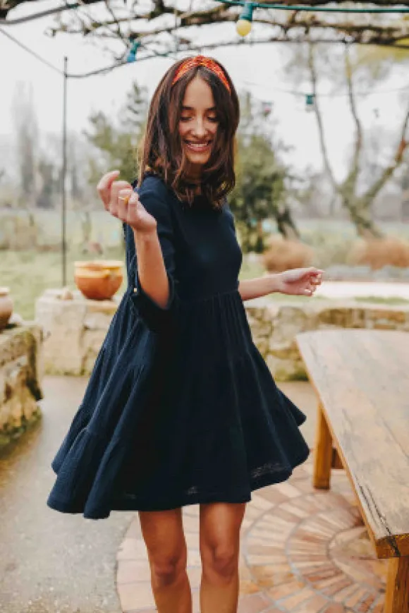 ROBE ISSA NOIR COTON