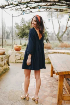 ROBE ISSA NOIR COTON
