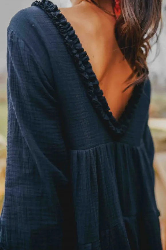 ROBE ISSA NOIR COTON