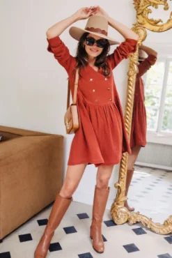 ROBE JADE GRENAT COTON