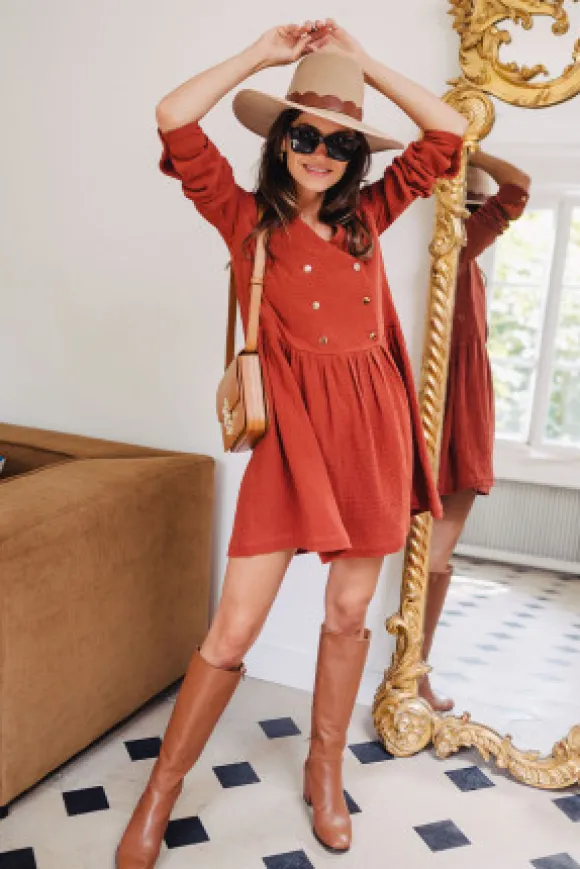 ROBE JADE GRENAT COTON
