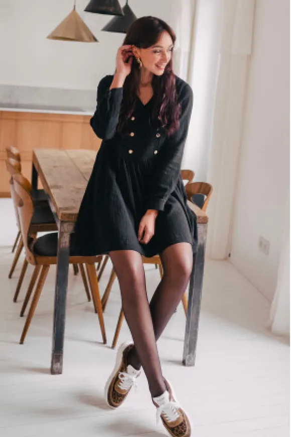 ROBE JADE NOIR COTON
